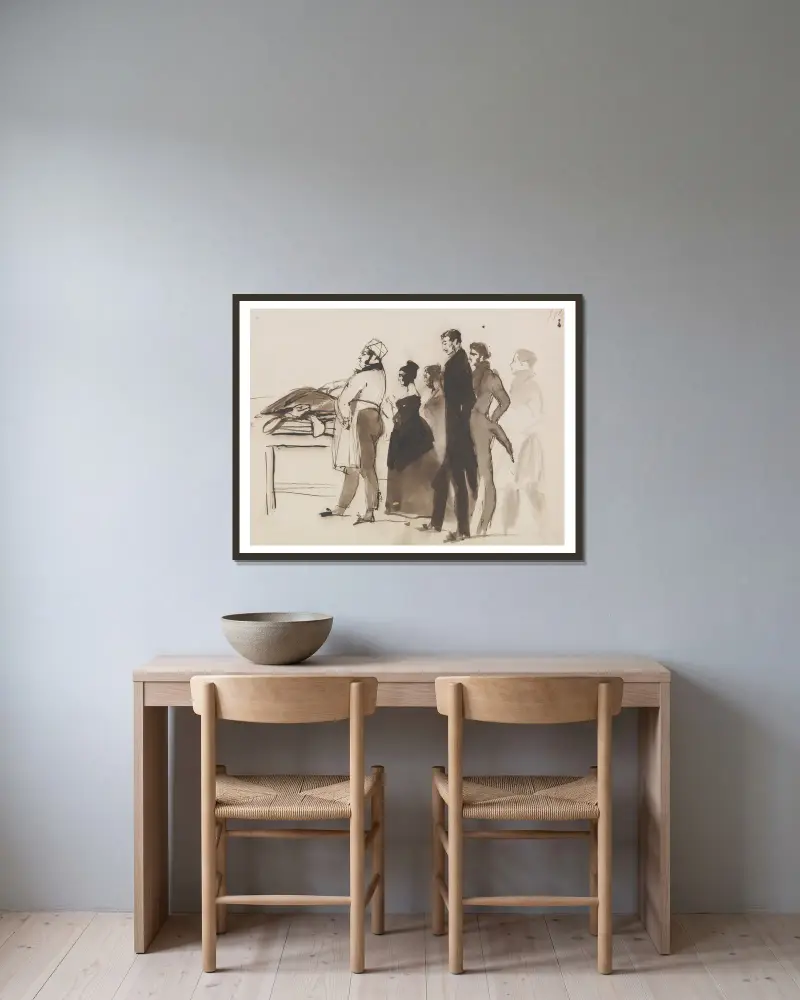 Sir Massey Storey beim Kochen der Schildkröte von Sir Edwin Henry Landseer gerahmt an einer Wand
