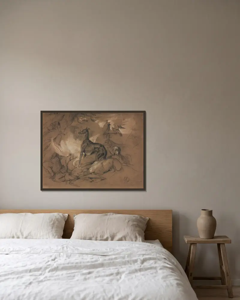 Tierstudien von Sir Edwin Henry Landseer gerahmt an einer Wand