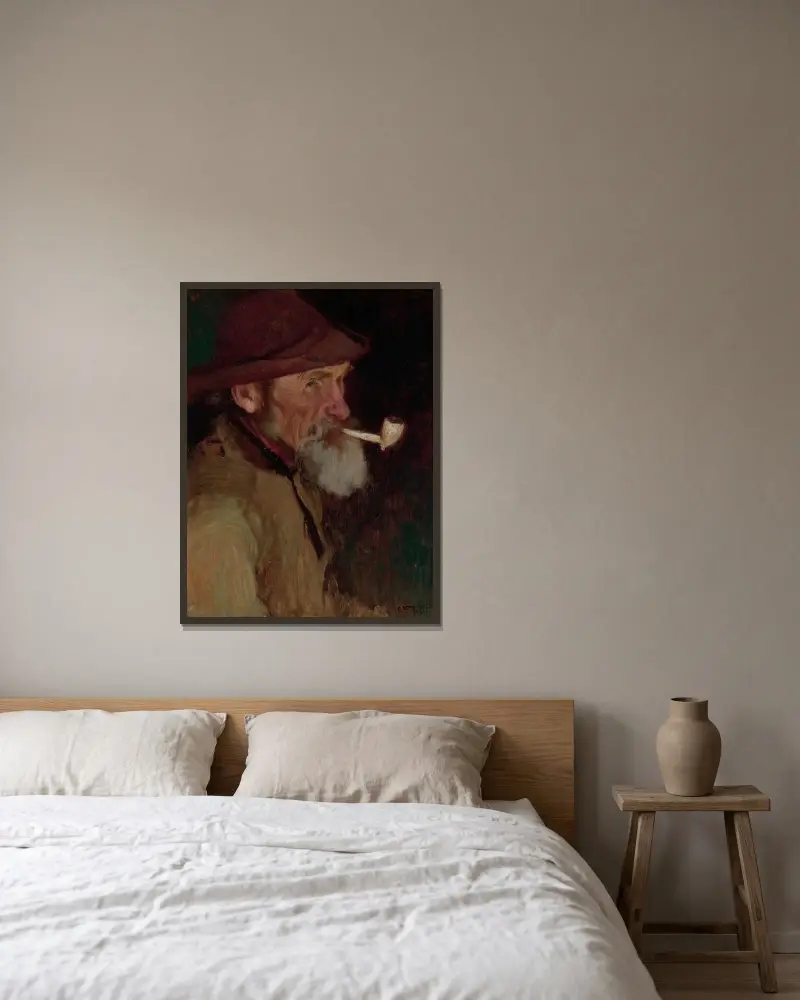 En fiskare från Maine av Edward Henry Potthast inramad på en vägg