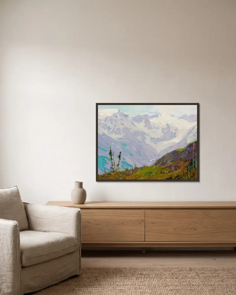 Kanadische Rocky Mountains von Edward Henry Potthast gerahmt an einer Wand