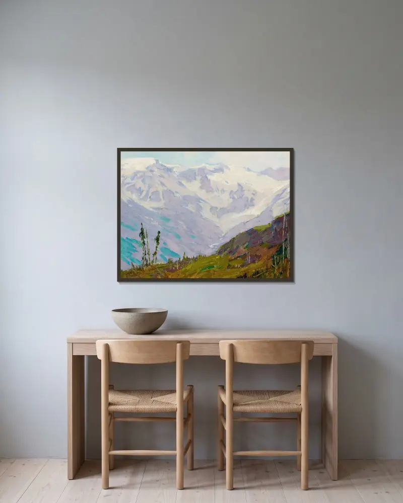 Kanadische Rocky Mountains von Edward Henry Potthast gerahmt an einer Wand