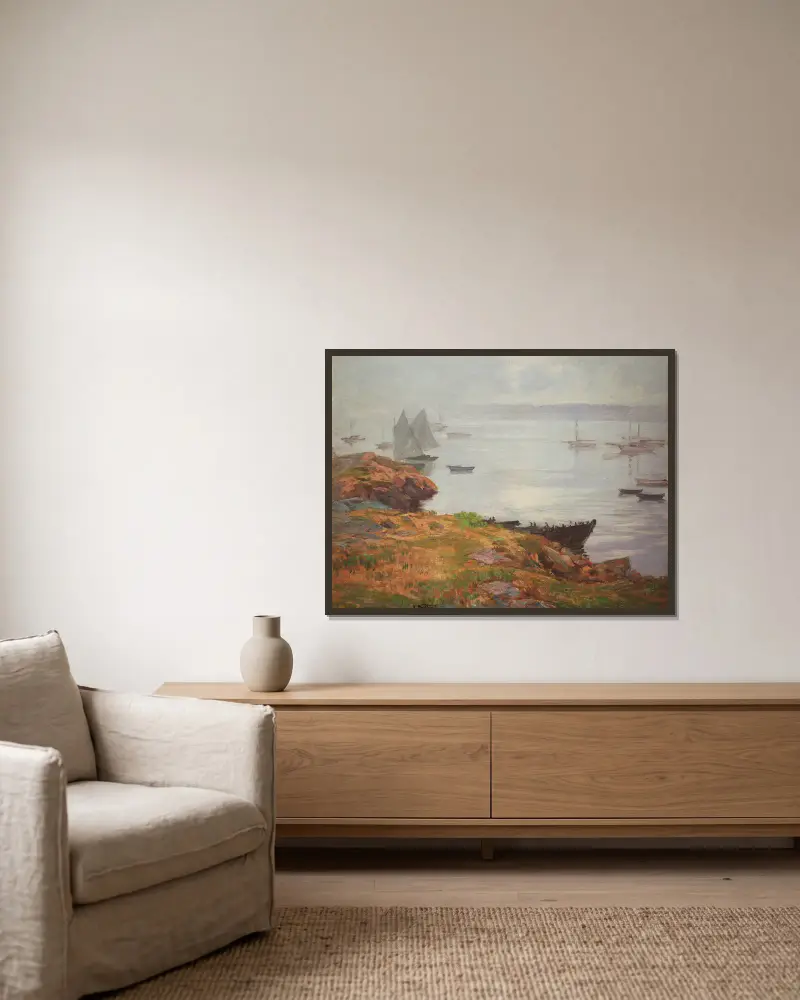 Landschaft von Edward Henry Potthast gerahmt an einer Wand