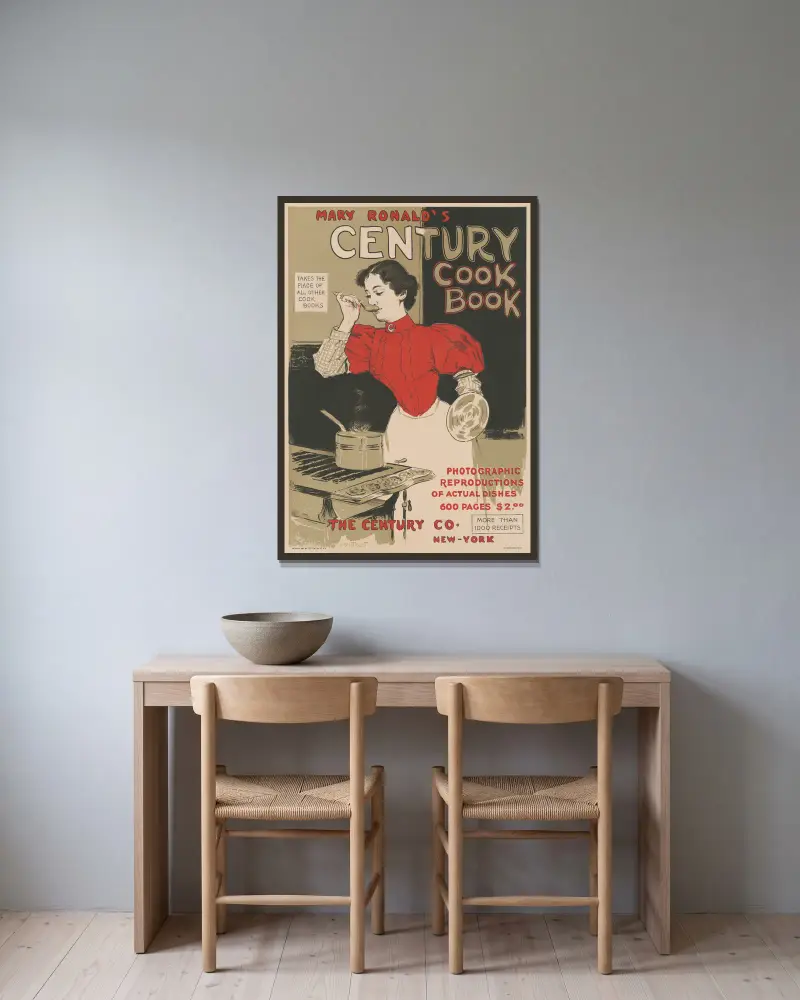 Mary Ronald's century cookbook av Edward Henry Potthast inramad på en vägg