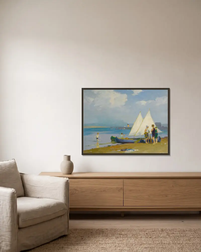 Die Konferenz von Edward Henry Potthast gerahmt an einer Wand