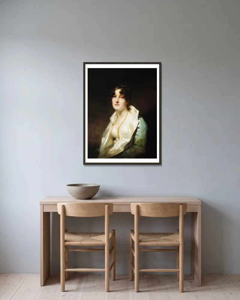 Mrs. Alexander Campbell of Possil av Sir Henry Raeburn inramad på en vägg