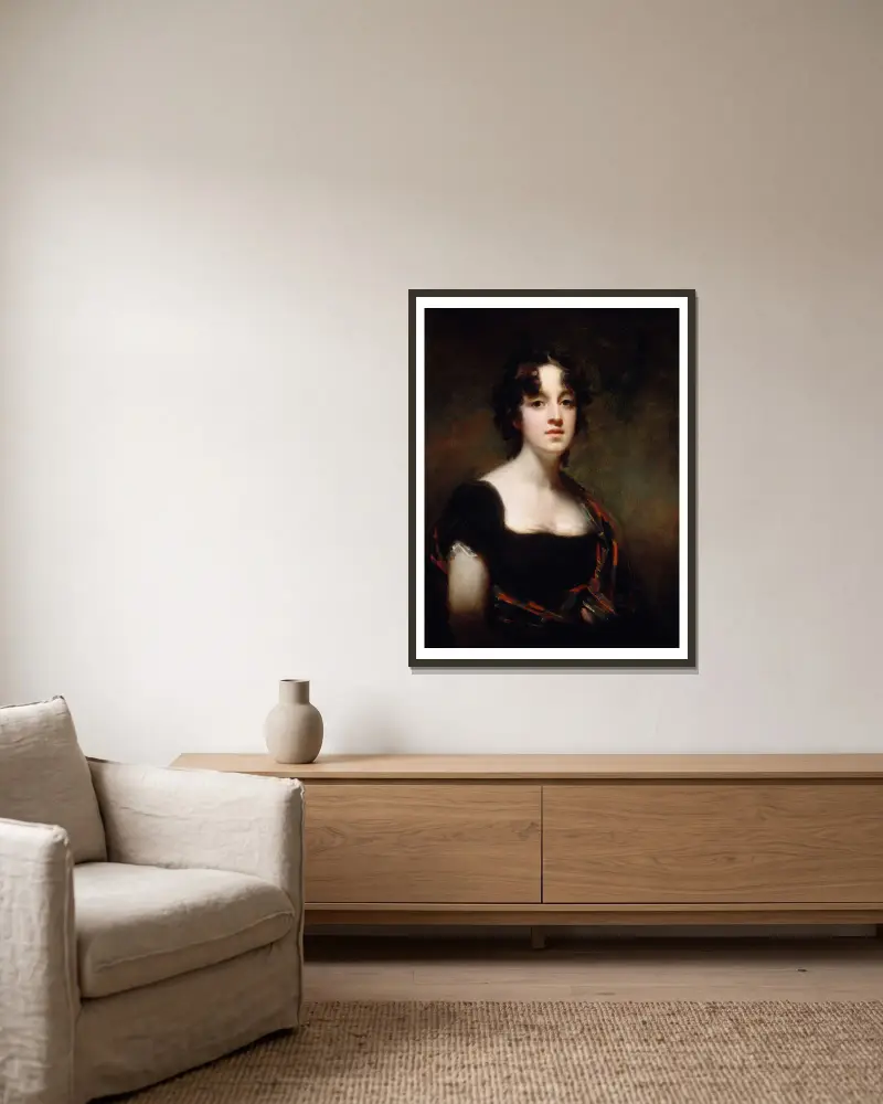 Mrs. Farquarson av Finzean av Sir Henry Raeburn inramad på en vägg