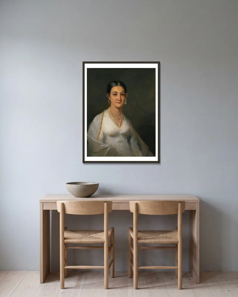 Portrait of a young indian woman av Sir Henry Raeburn inramad på en vägg