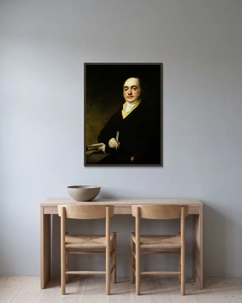 Portrait of John Baillie (1772-1833) av Sir Henry Raeburn inramad på en vägg