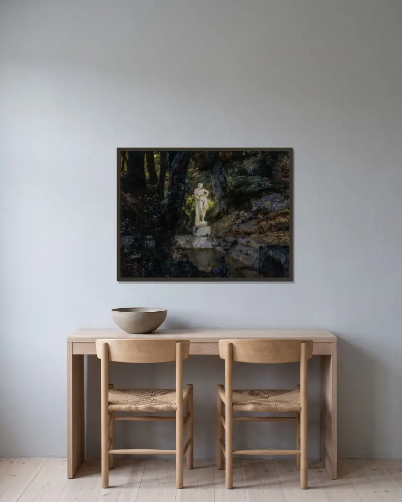 Faun’s pond av Henryk Siemiradzki inramad på en vägg