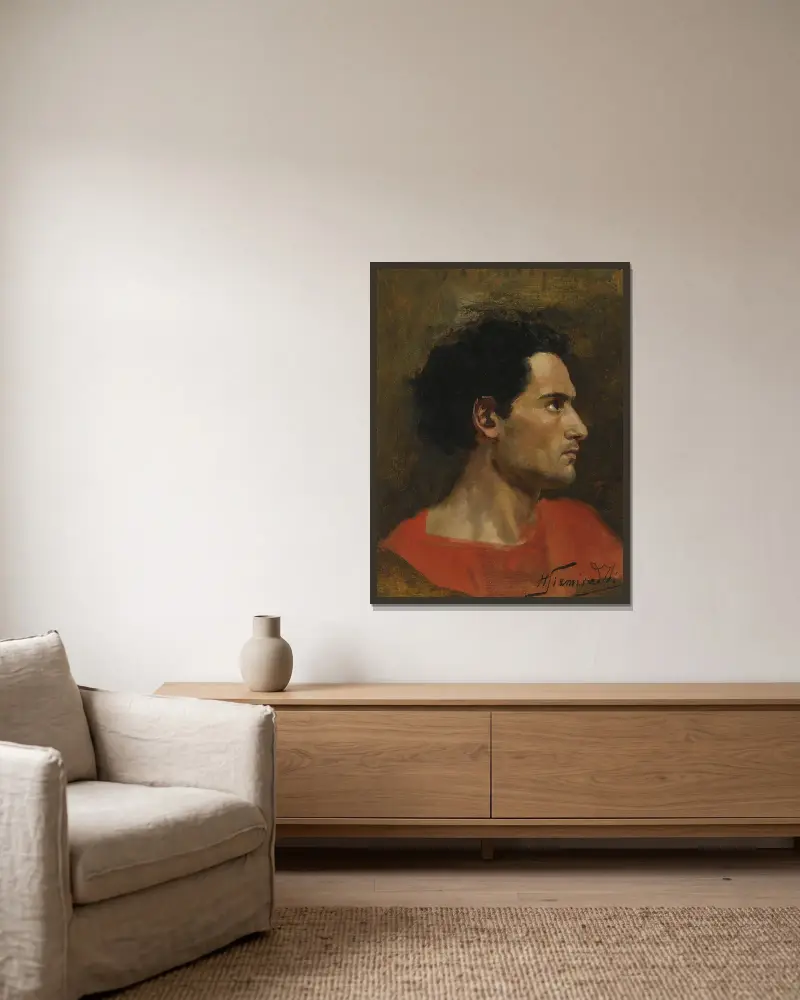 Mann im Profil von Henryk Siemiradzki gerahmt an einer Wand