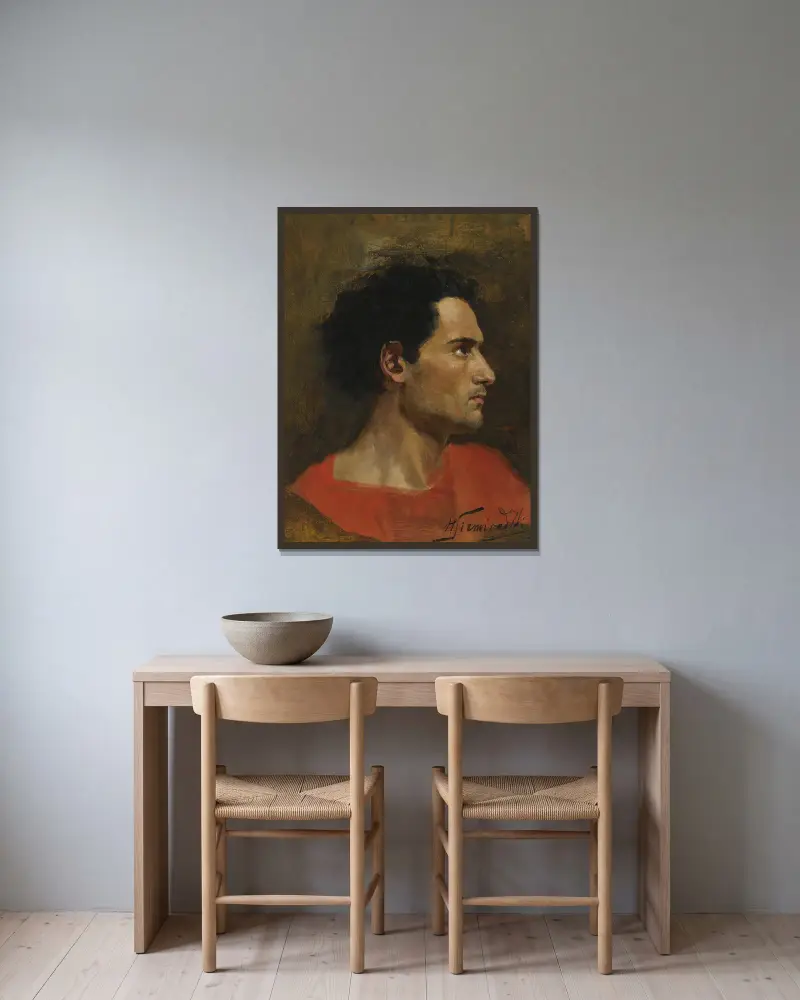 Mann im Profil von Henryk Siemiradzki gerahmt an einer Wand