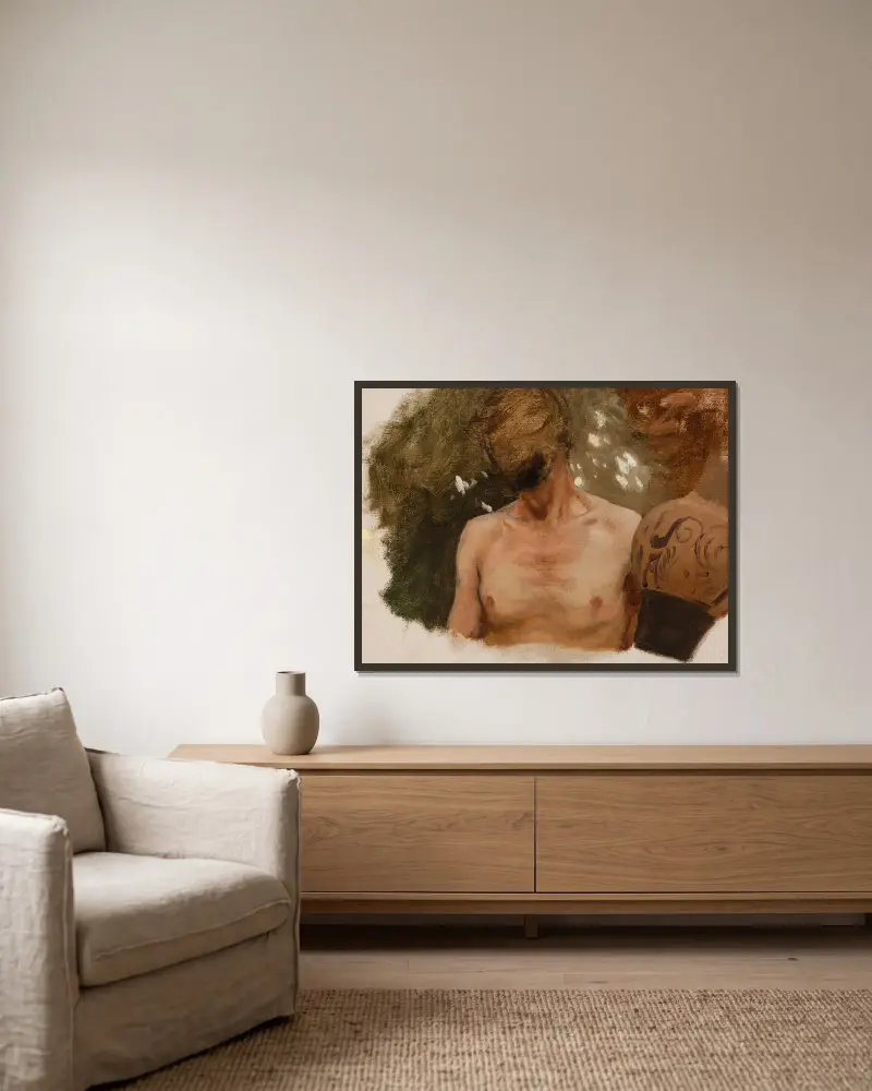 Studie der Büste eines nackten Jünglings mit Vase von Henryk Siemiradzki gerahmt an einer Wand