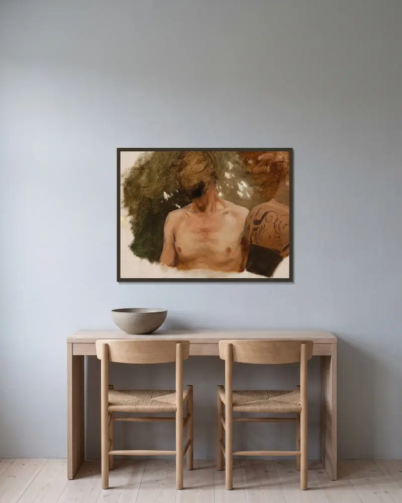 Studie der Büste eines nackten Jünglings mit Vase von Henryk Siemiradzki gerahmt an einer Wand