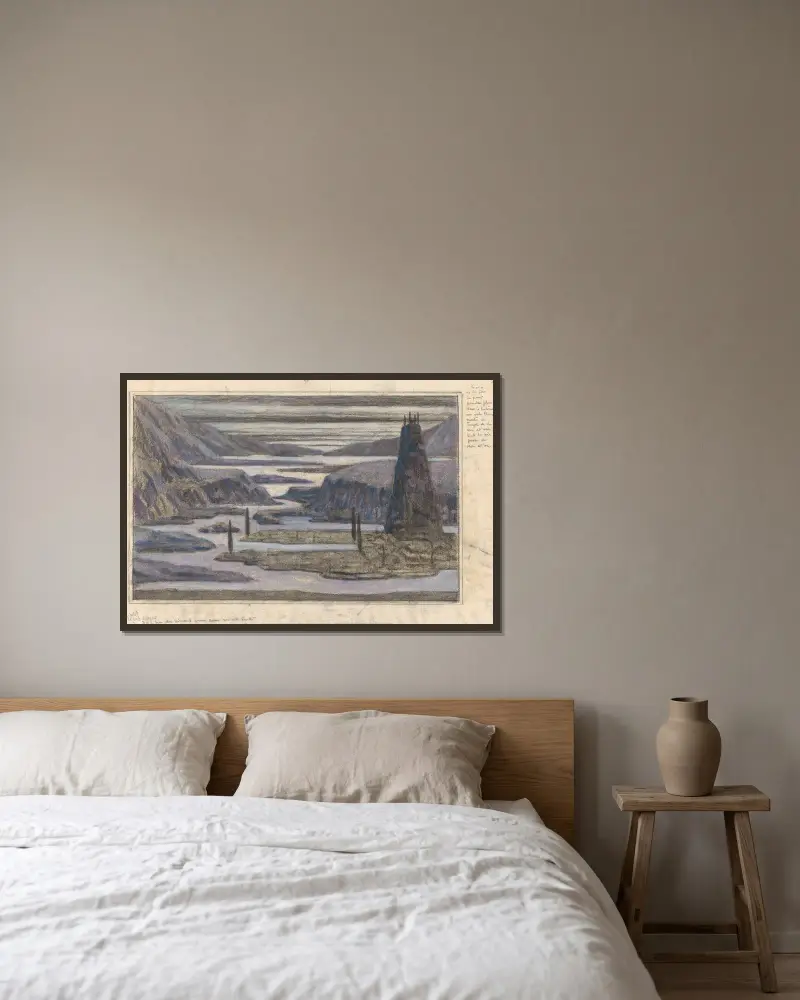 A Landscape av Herbert Crowley inramad på en vägg