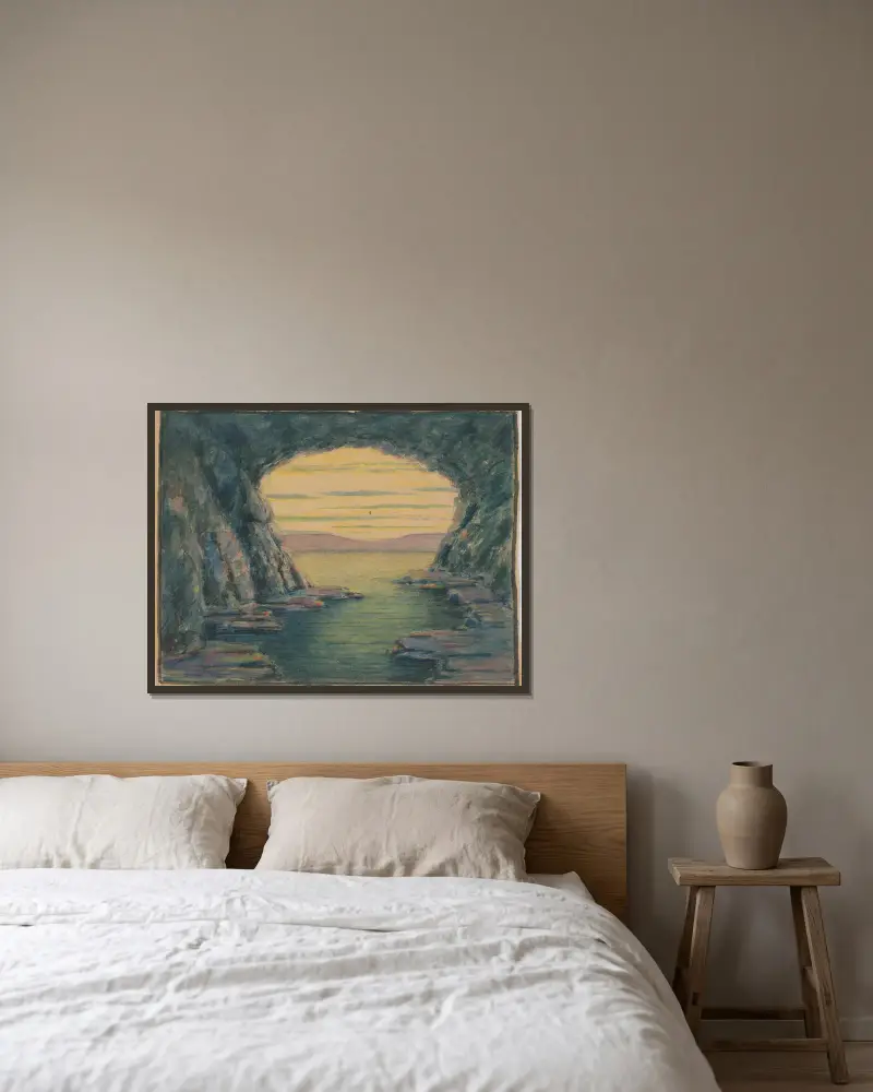 A Seaside Cave av Herbert Crowley inramad på en vägg