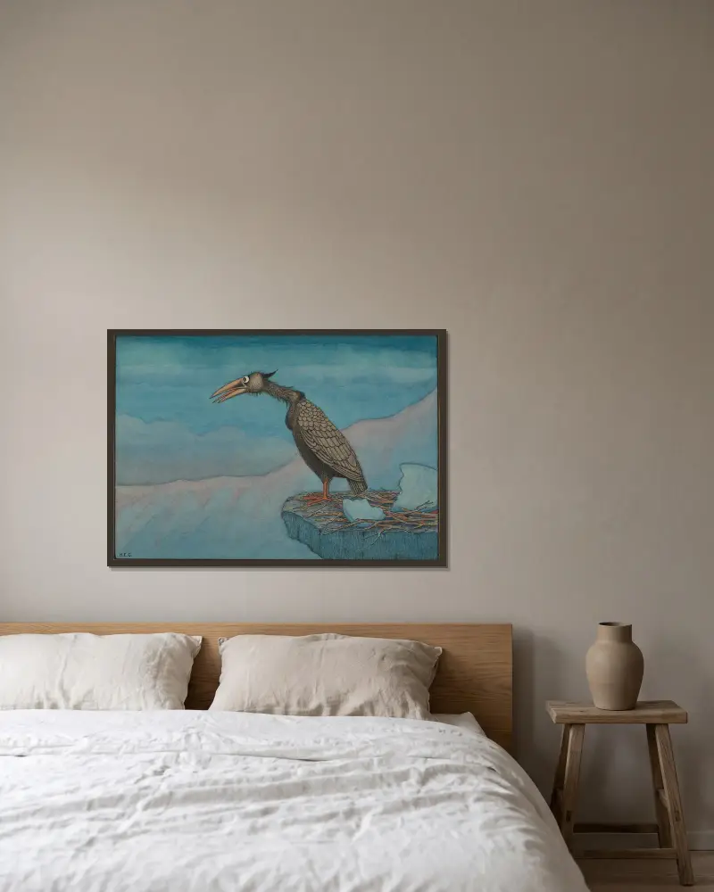 Frisch geschlüpfter Raubvogel von Herbert Crowley gerahmt an einer Wand
