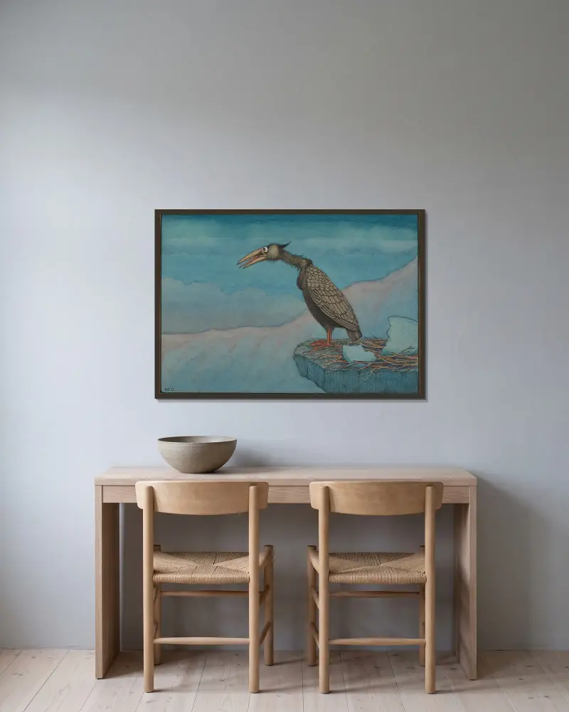Frisch geschlüpfter Raubvogel von Herbert Crowley gerahmt an einer Wand