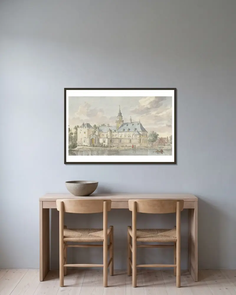 Gezicht op kasteel Nijenrode, 1653 – nr 2 av Herman Saftleven inramad på en vägg