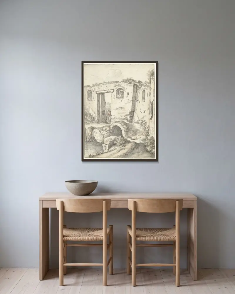 Zwartewaterpoortje in Utrecht von Herman Saftleven gerahmt an einer Wand