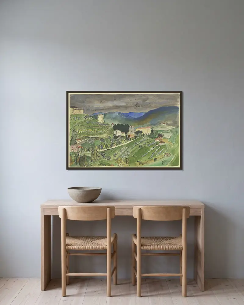 Perugia av Hermann Lismann inramad på en vägg