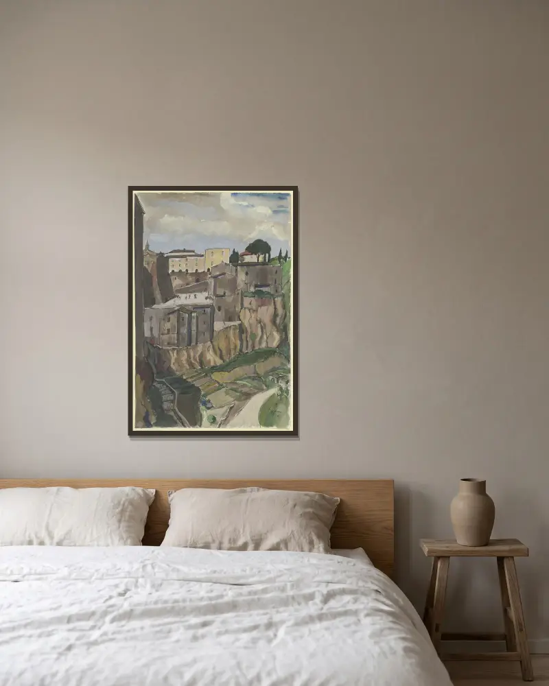 Pitigliano av Hermann Lismann inramad på en vägg