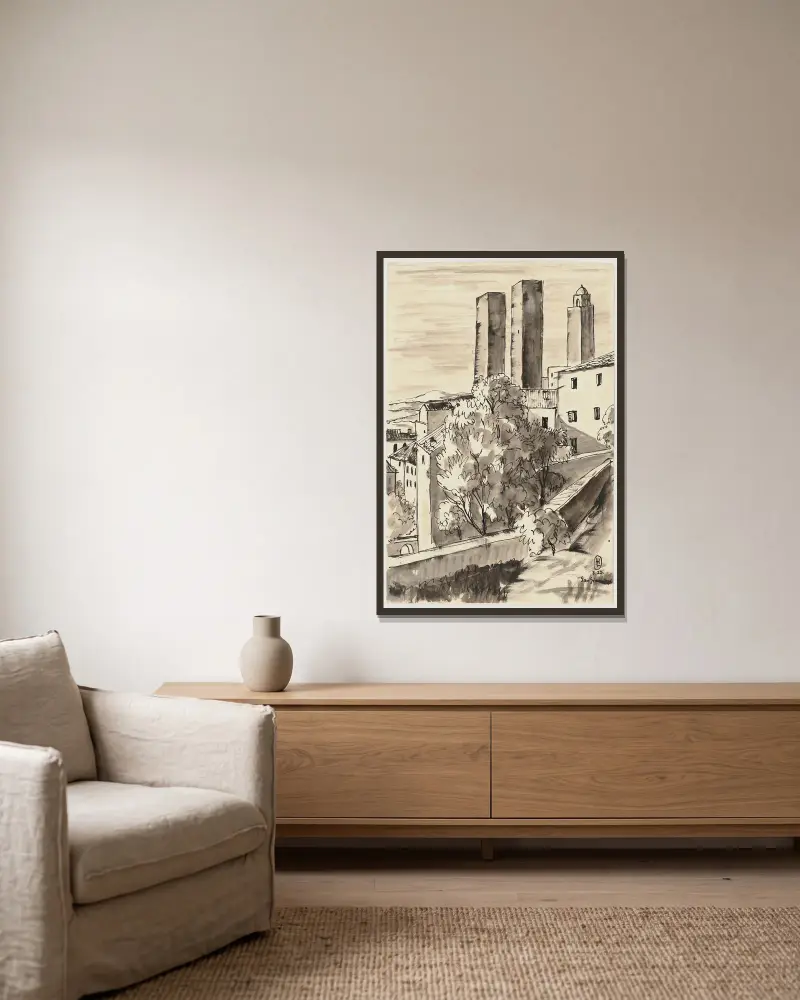 San Gimignano, 1923 – Nr. 1 von Hermann Lismann gerahmt an einer Wand