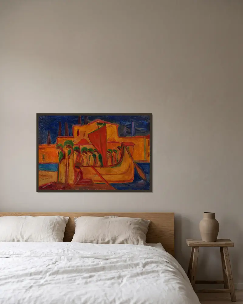 Ankunft der Hl. Ursula von Hermann Stenner gerahmt an einer Wand