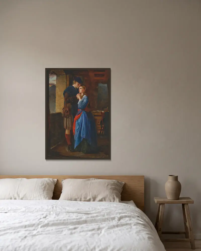 Flora MacDonalds Abschied von Charles Edward von Philip Hermogenes Calderon gerahmt an einer Wand