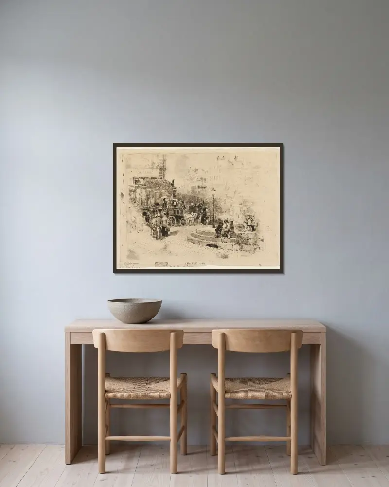 Der Place Pigalle im Jahr 1878 von Félix Hilaire Buhot gerahmt an einer Wand