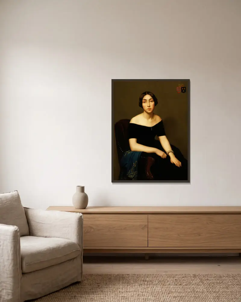 Madame Louis Antoine de Cambourg von Jean-Hippolyte Flandrin gerahmt an einer Wand