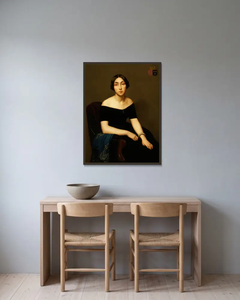 Madame Louis Antoine de Cambourg von Jean-Hippolyte Flandrin gerahmt an einer Wand