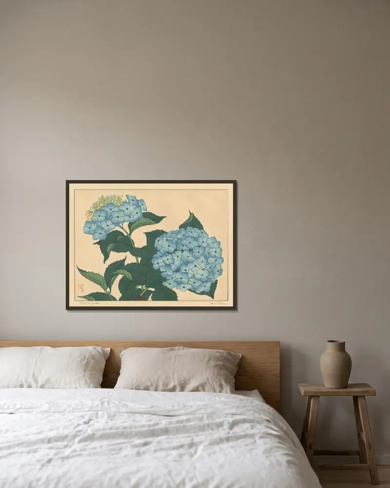 Hortenzia, Sakai Hōitsu v rámu na stěně