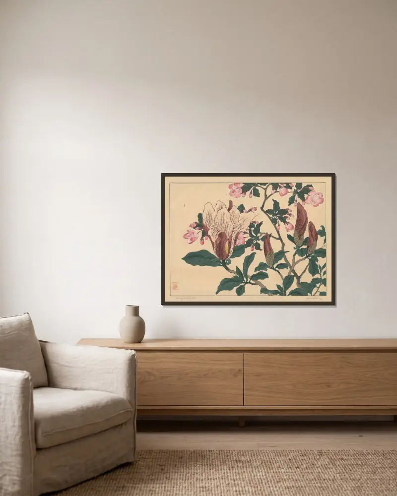 Magnolia, Sakai Hōitsu w ramie na ścianie
