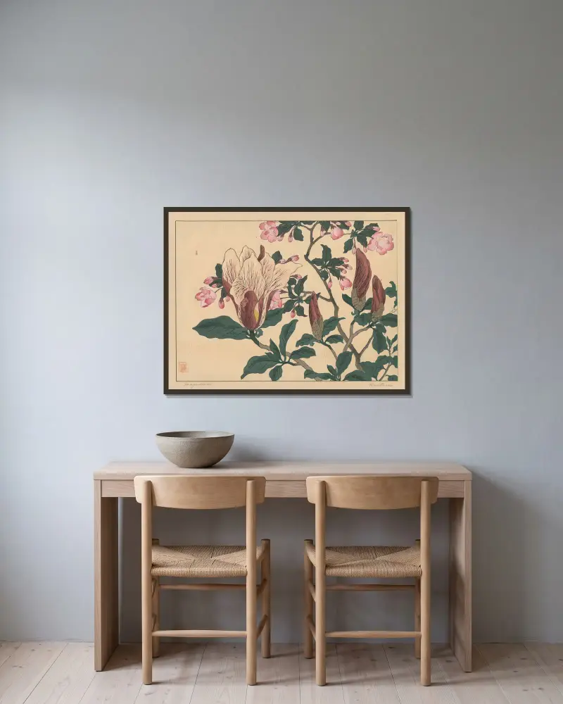 Magnolia, Sakai Hōitsu w ramie na ścianie