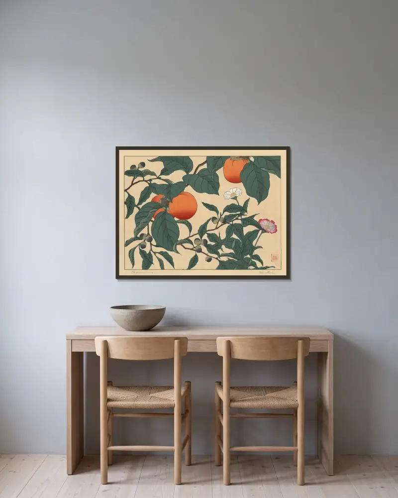 Kaki, Sakai Hōitsu w ramie na ścianie
