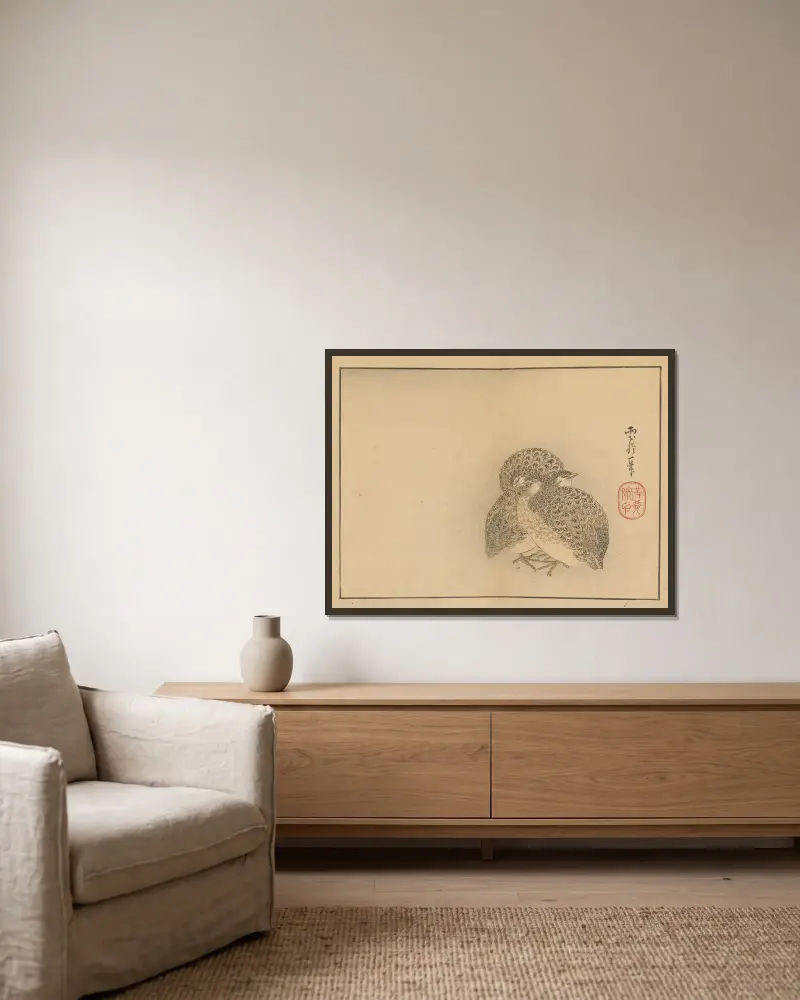 Sakai Hōitsu gajō, Pl.20 av Sakai Hōitsu inramad på en vägg