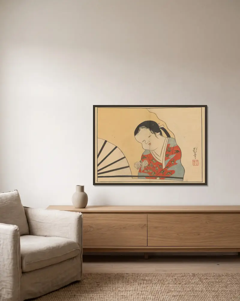 Sakai Hōitsu gajō, plansch 24 av Sakai Hōitsu inramad på en vägg