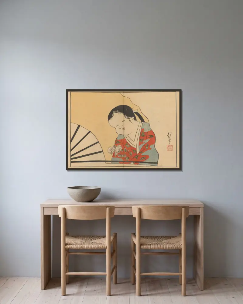 Sakai Hōitsu gajō, plansch 24 av Sakai Hōitsu inramad på en vägg