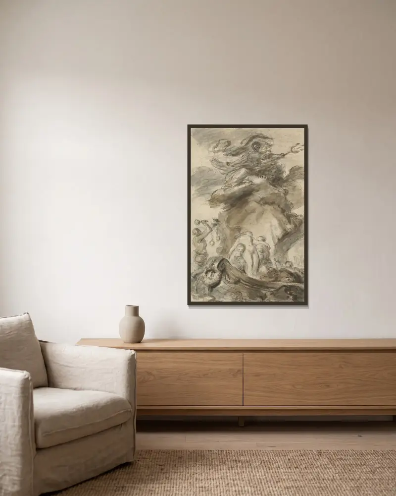 Angelica utsatt för orken av Jean-Honoré Fragonard inramad på en vägg