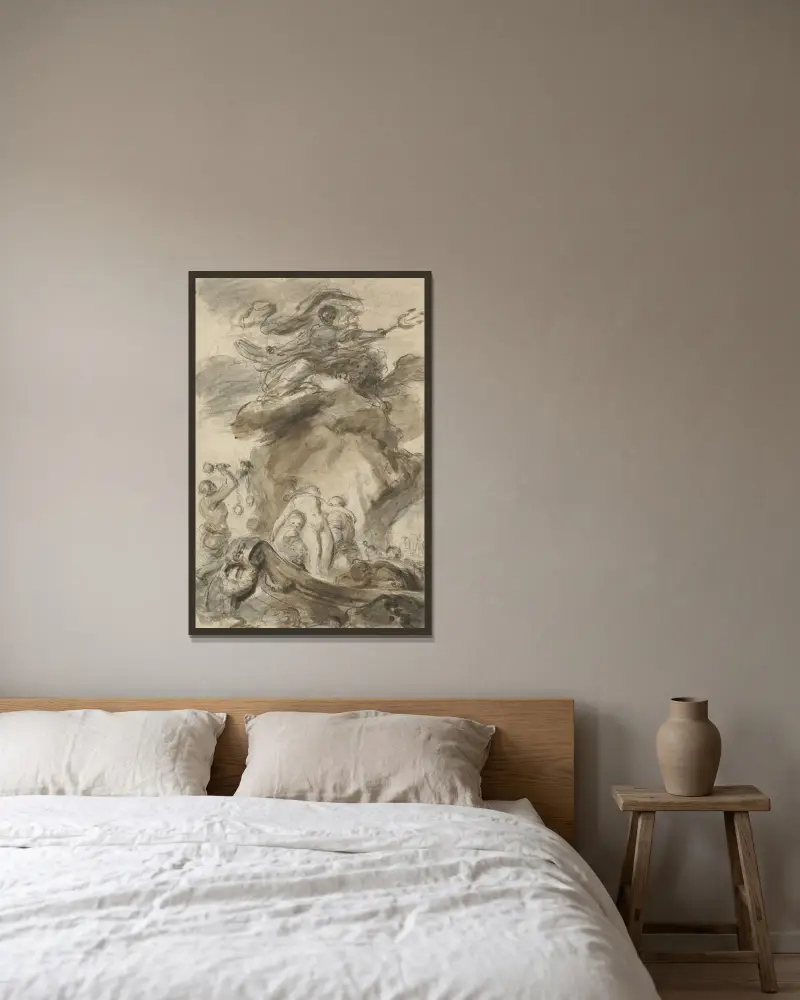 Angelica utsatt för orken av Jean-Honoré Fragonard inramad på en vägg