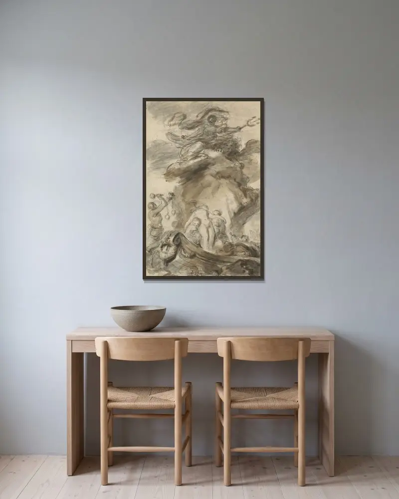 Angelica utsatt för orken av Jean-Honoré Fragonard inramad på en vägg