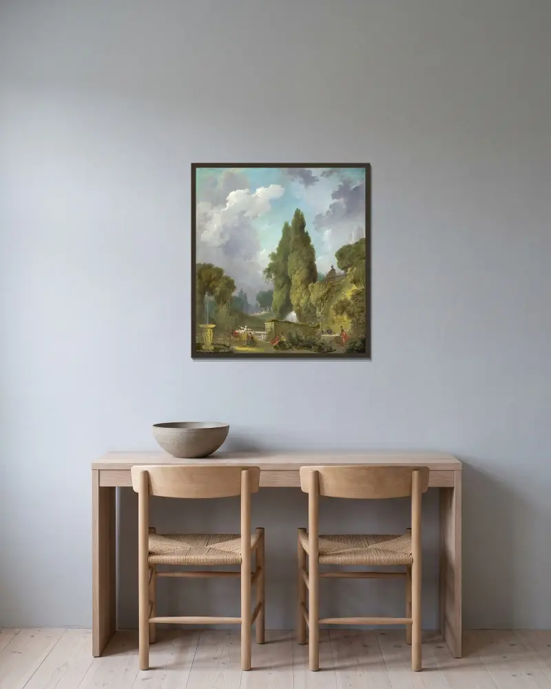 Blindman’s Buff von Jean-Honoré Fragonard gerahmt an einer Wand