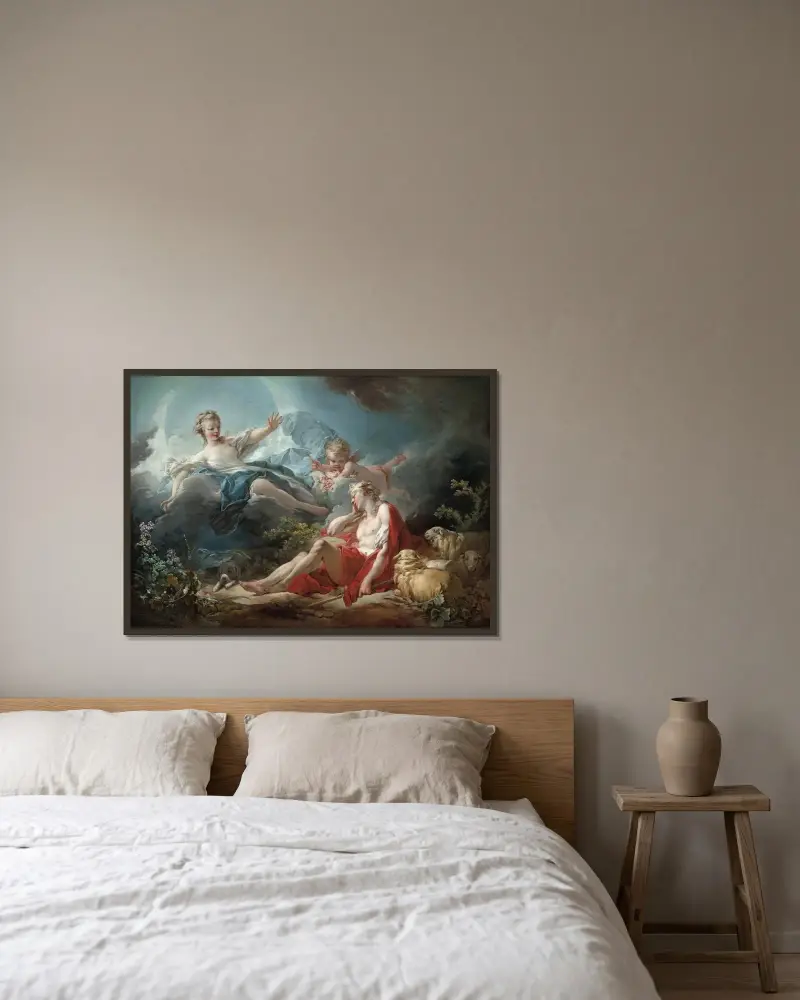 Diana och Endymion av Jean-Honoré Fragonard inramad på en vägg