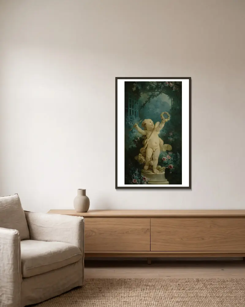 Triumfující láska, Jean-Honoré Fragonard v rámu na stěně