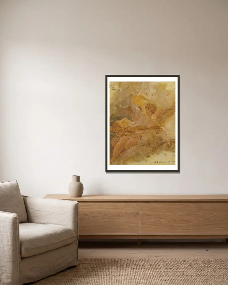 Der Herr der Welt von Jean-Honoré Fragonard gerahmt an einer Wand