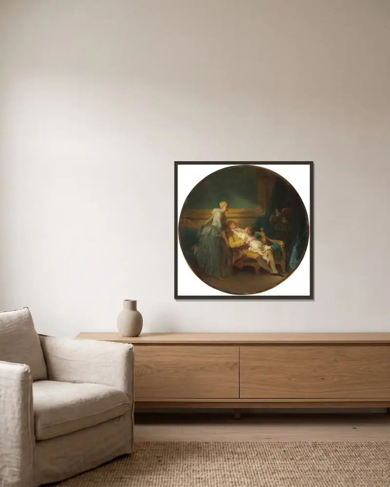 Szczęśliwe gospodarstwo domowe, Jean-Honoré Fragonard w ramie na ścianie