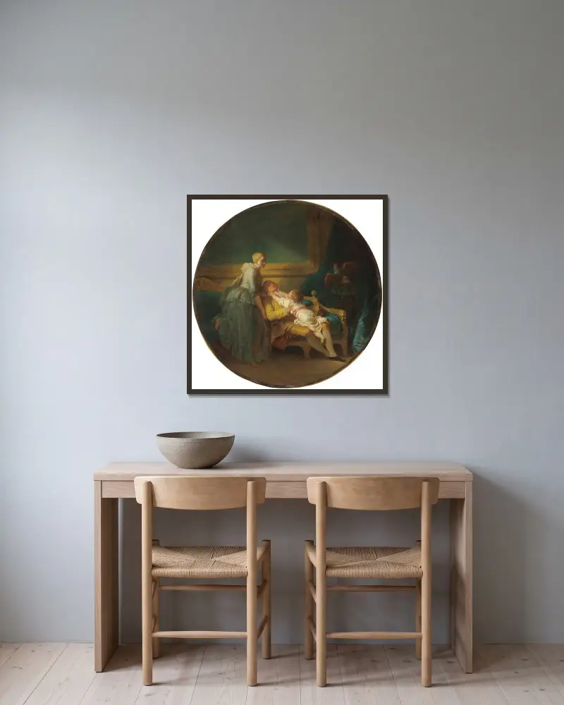 Szczęśliwe gospodarstwo domowe, Jean-Honoré Fragonard w ramie na ścianie