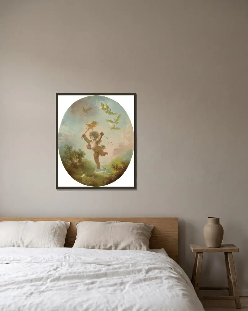 Kärleken som dårskap av Jean-Honoré Fragonard inramad på en vägg