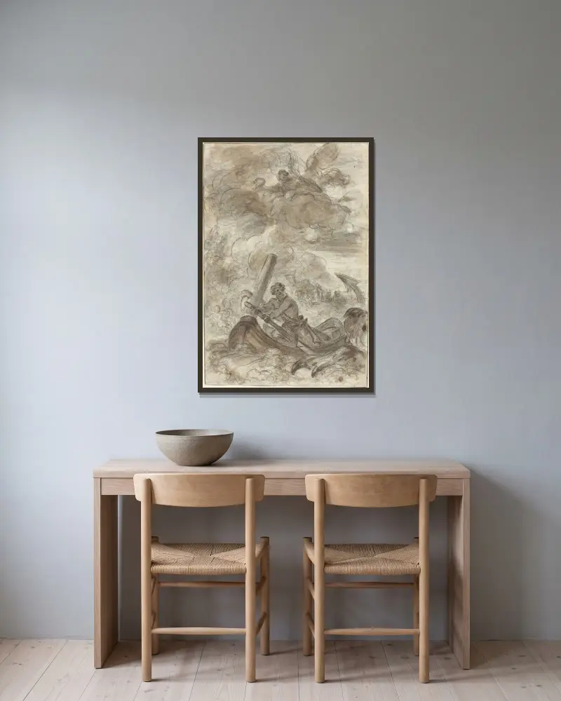 Orlando zabija orka kotwicą, Jean-Honoré Fragonard w ramie na ścianie
