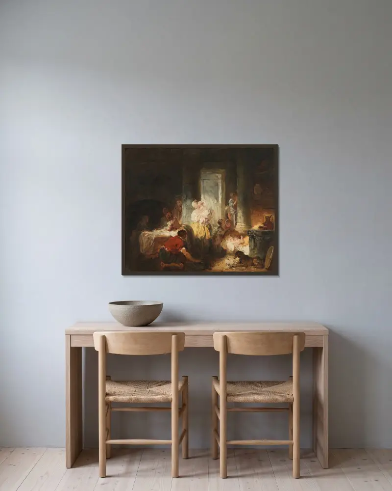 Römisches Interieur von Jean-Honoré Fragonard gerahmt an einer Wand